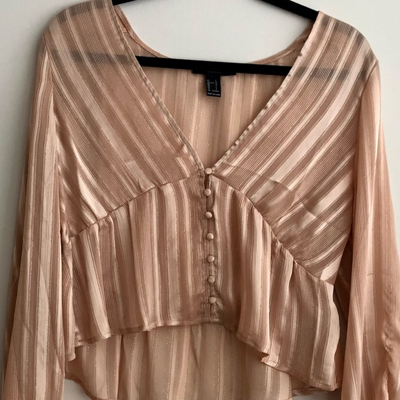 Tan button up top with sparkle accent - Picture 1 of 3